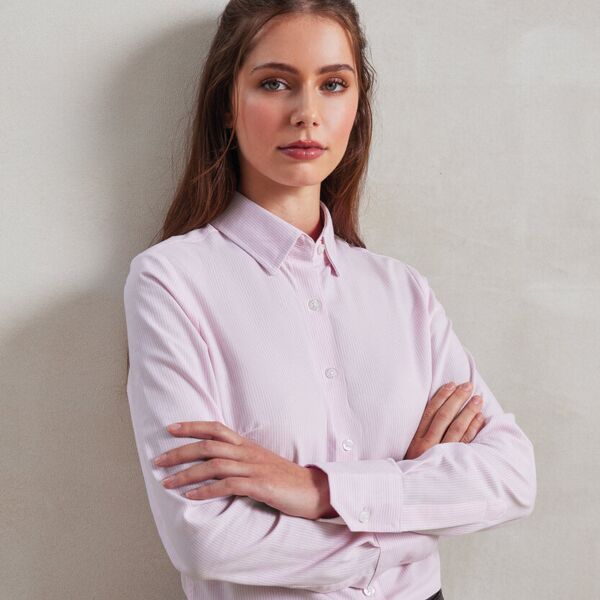 Women's cotton-rich Oxford stripes blouse Thumbnail